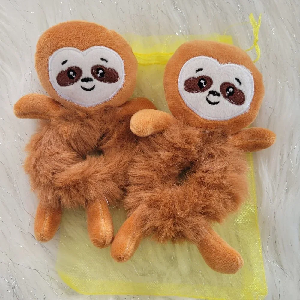 Set of 2 Plush Sloth Scrunchies